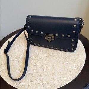 Chic Navy Crossbody Bag with Stud Accents